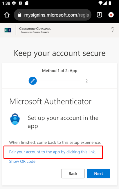 pair account screenshot