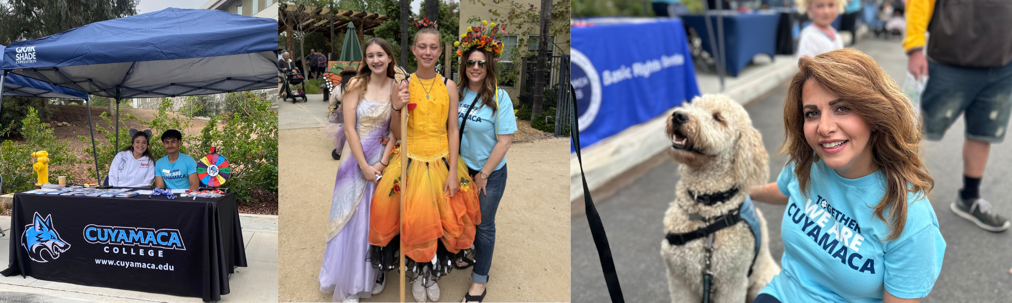 three images side by side showing the Cuyamaca College open house and attendees to the Butterfly Festival